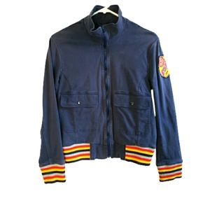 Divided H&M Jacket Vintage Light Weight Navy Blue Size 42 Patch on Sleeve